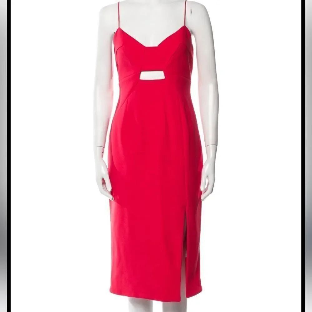 Nicholas Bonded Crepe Diagonal Dress in red size 2